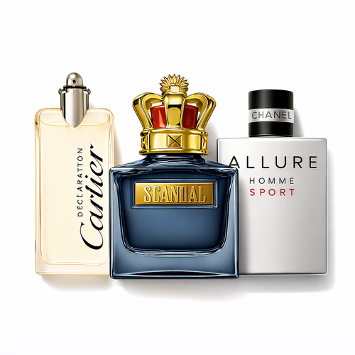 Combo de 3 perfumes Allure Homme Sports, Jean Paul Gaultier Scandal, Cartier Declaration 100ml